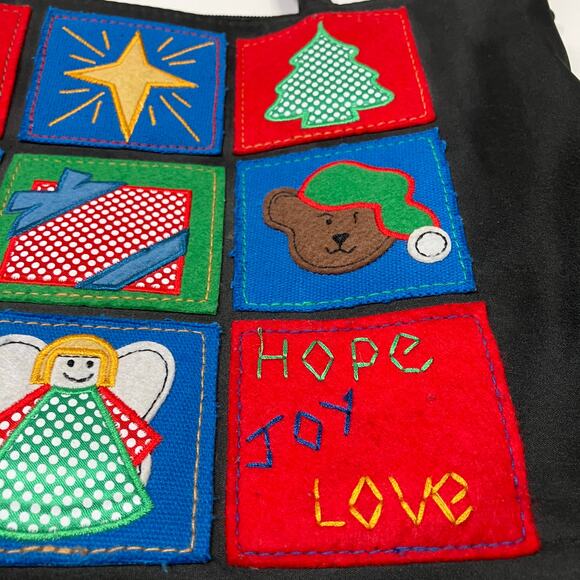 Bueno | Vintage Christmas Embroidered Black Handbag Purse Womens - Picture 3 of 9